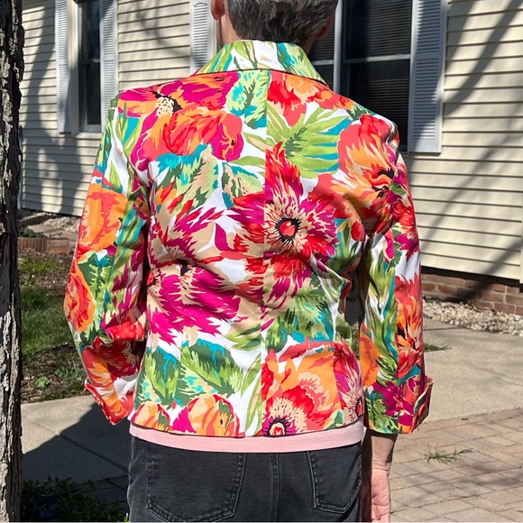 Bandolino Bright Floral 3/4 Sleeve One Button Blazer SZ 8! EUC! - Picture 7 of 16